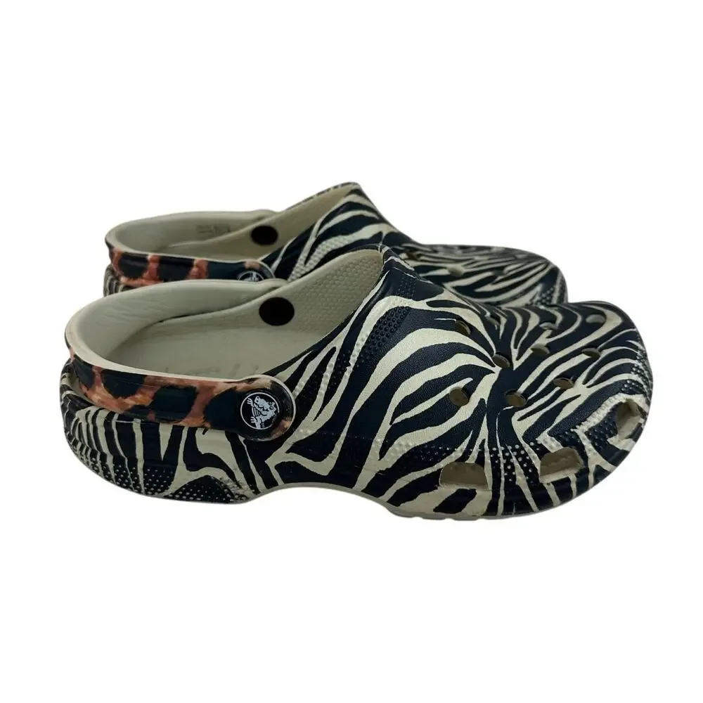 Crocs classic animal remix clog zebra leopard Mens 4 Women 6 Preowned